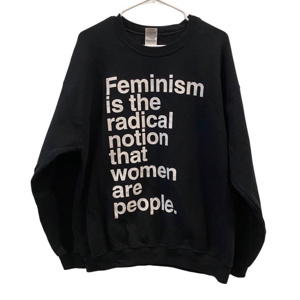 Gildan, black feminism sweatshirt large